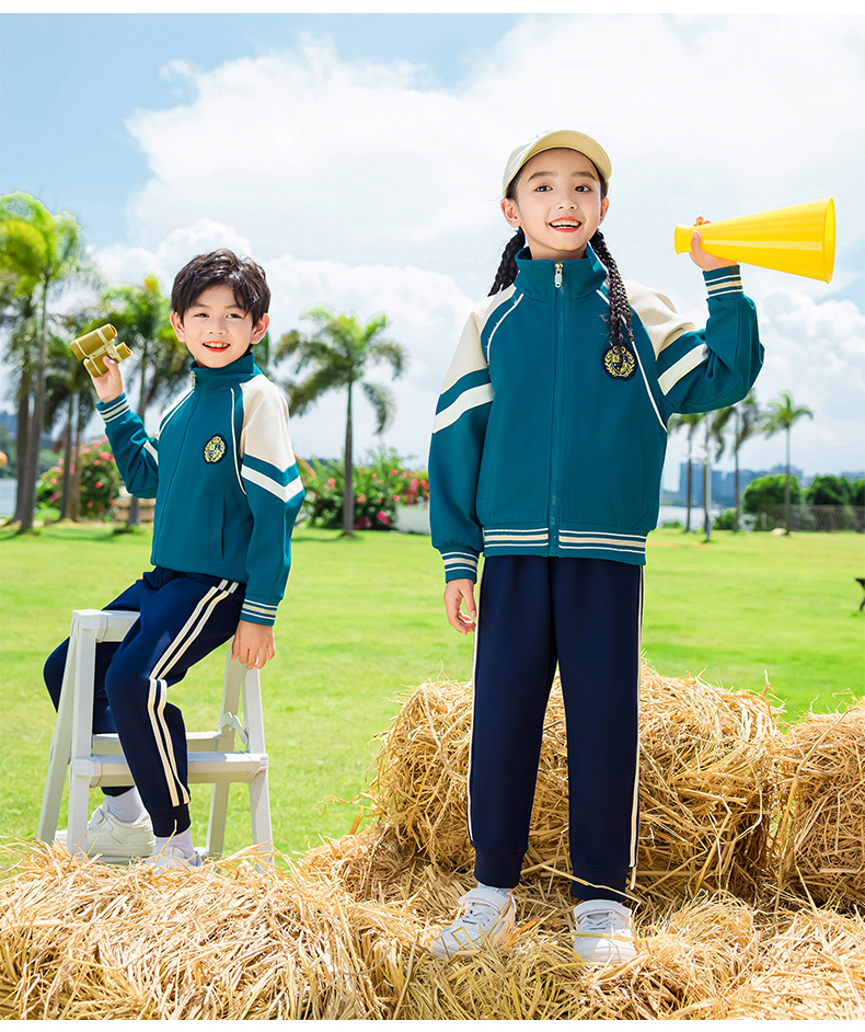 Children sports long-sleeved school uniform spring and autumn two-piece suit 215-9185