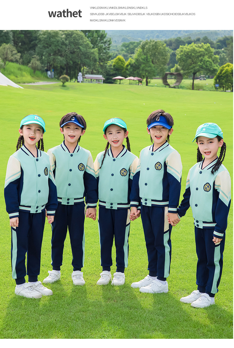 Children sports long-sleeved school uniform spring and autumn two-piece suit 215-9187