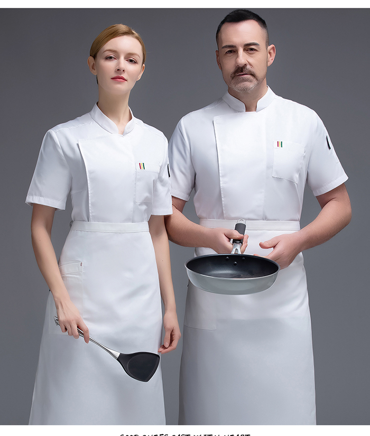 Thin cotton vertical three-color short-sleeved chef uniform top H02-20F029-031