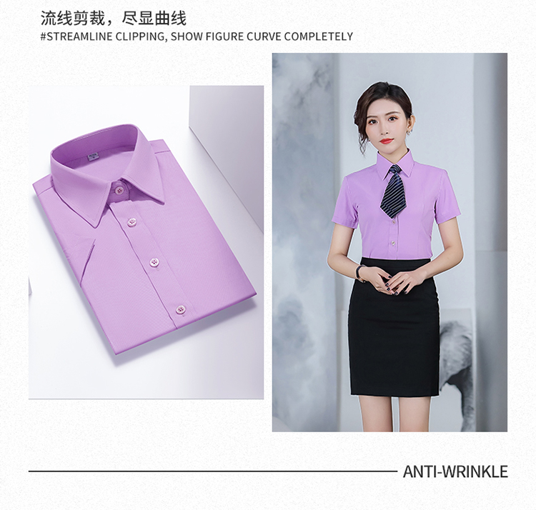 Business workplace commuting twill short-sleeved shirt 188-921 women shirt short-sleeved