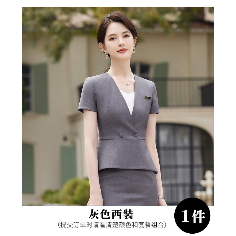 Wrinkle-resistant and smooth V-neck fashionable business suit jacket 114-3025