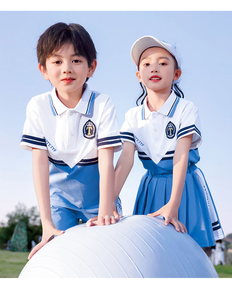 Comfortable and breathable blue and white sports school uniform suit 894-2127