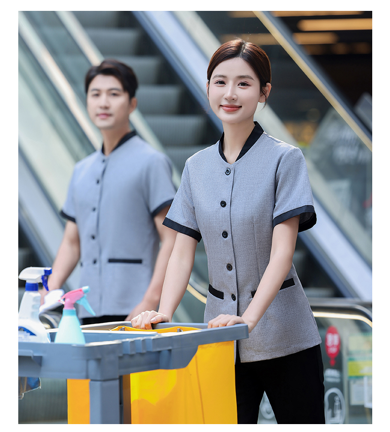 Five-button half-sleeve cleaning uniform H14-MYB24007