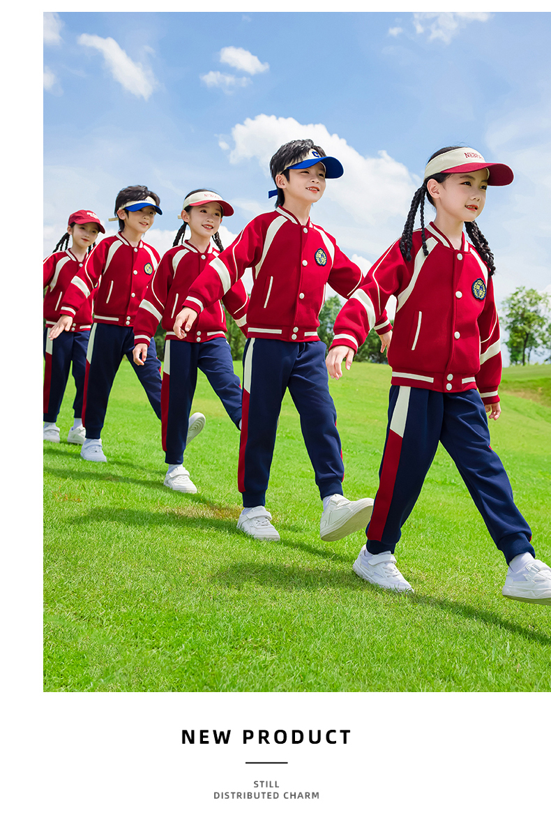 Children sports long-sleeved school uniform spring and autumn two-piece suit 215-9183