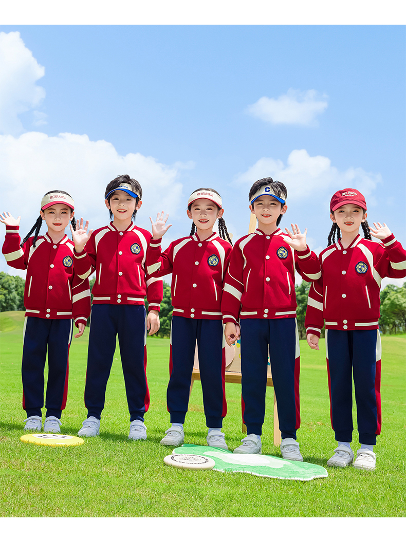 Children sports long-sleeved school uniform spring and autumn two-piece suit 215-9183