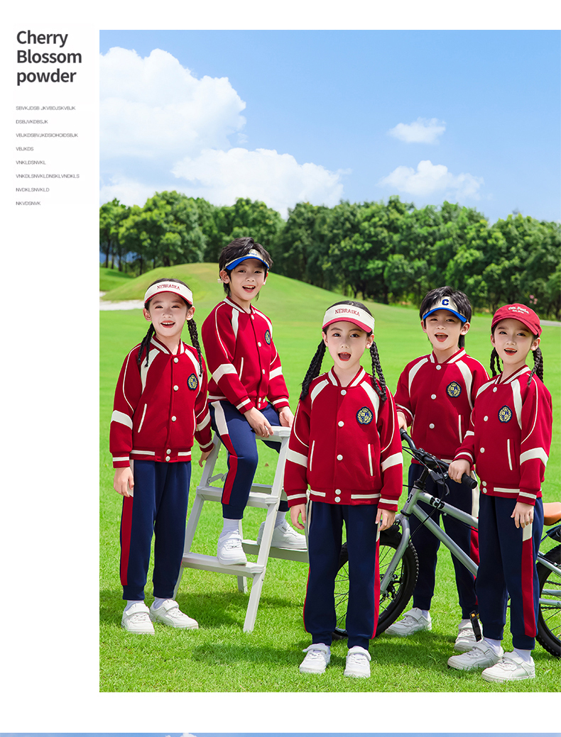 Children sports long-sleeved school uniform spring and autumn two-piece suit 215-9183