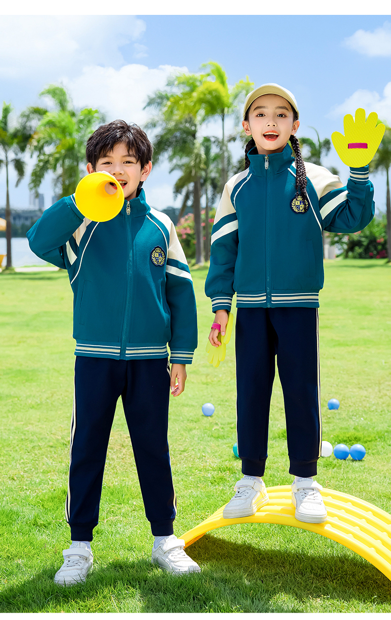 Children sports long-sleeved school uniform spring and autumn two-piece suit 215-9185