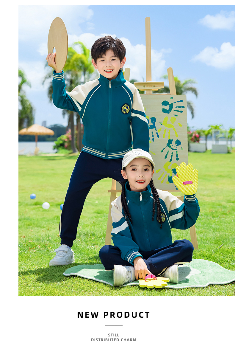 Children sports long-sleeved school uniform spring and autumn two-piece suit 215-9185