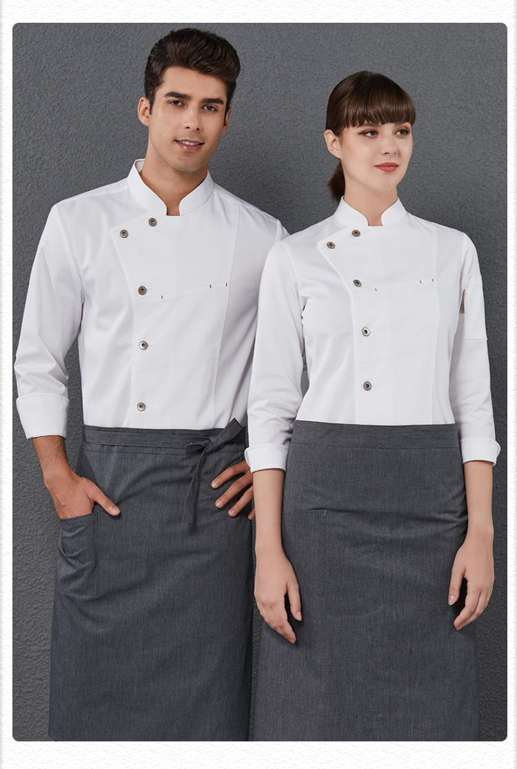 Copper button hidden pocket short-sleeved hotel chef uniform long-sleeved top H01-2022-16 long sleeve