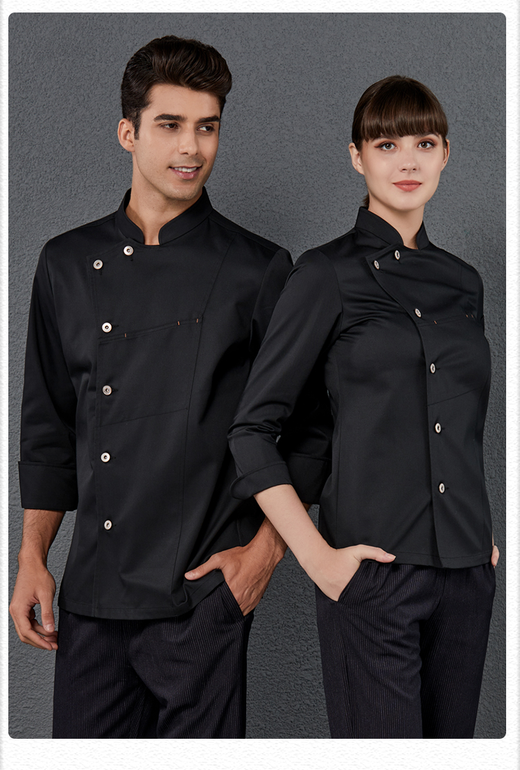 Copper button hidden pocket short-sleeved hotel chef uniform long-sleeved top H01-2022-16 long sleeve