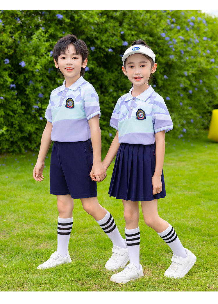 Tongqu companion elementary and middle school students school uniform summer short-sleeved suit 216-6086