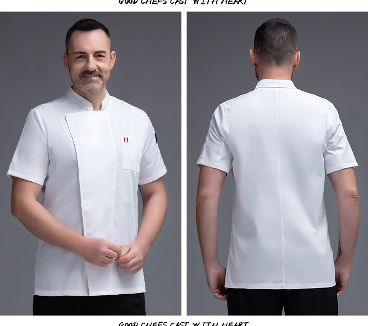 Thin cotton vertical three-color short-sleeved chef uniform top H02-20F029-031