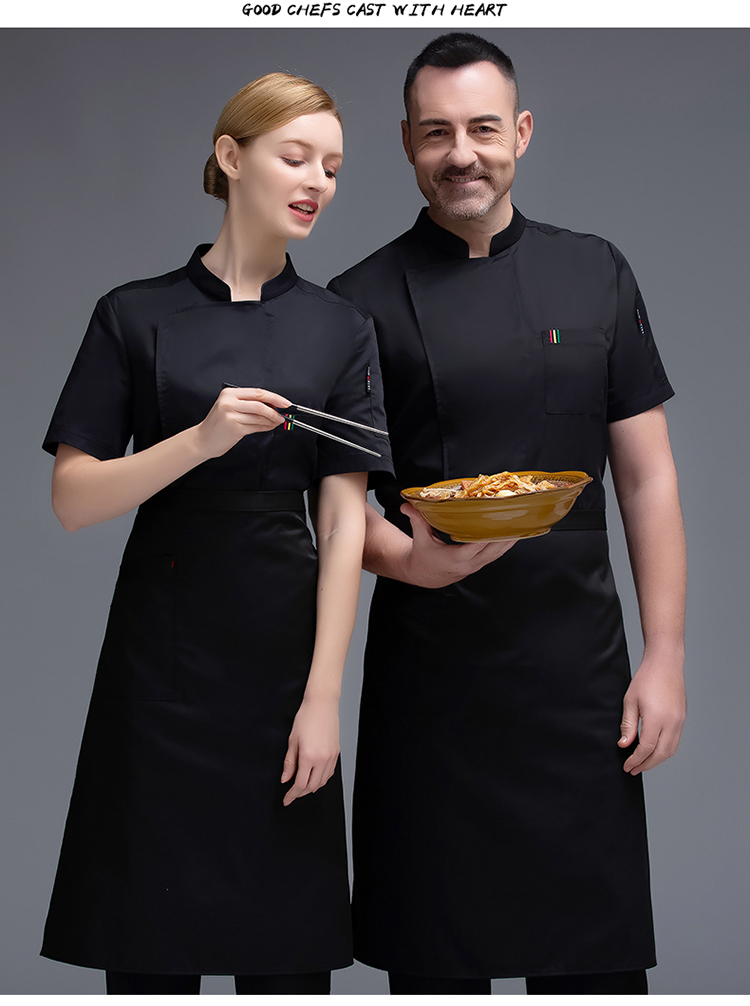 Thin cotton vertical three-color short-sleeved chef uniform top H02-20F029-031