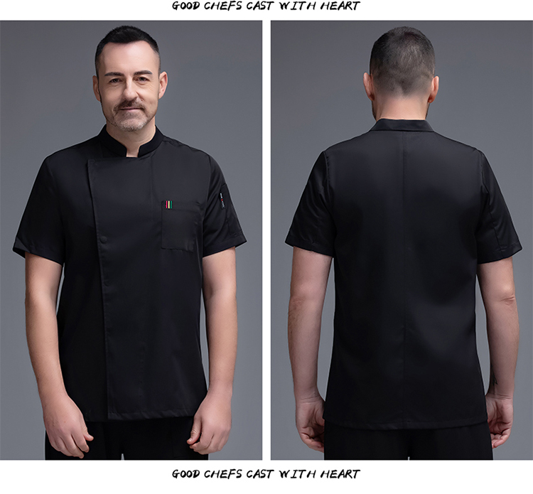 Thin cotton vertical three-color short-sleeved chef uniform top H02-20F029-031