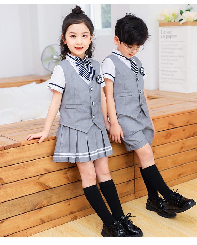 British style school uniform performance costume children teacher short-sleeved suit 894-2046