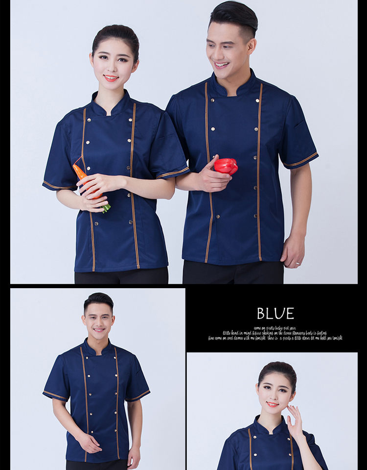 Ice silk ribbon chef uniform short-sleeved top N01-20D235-20D236