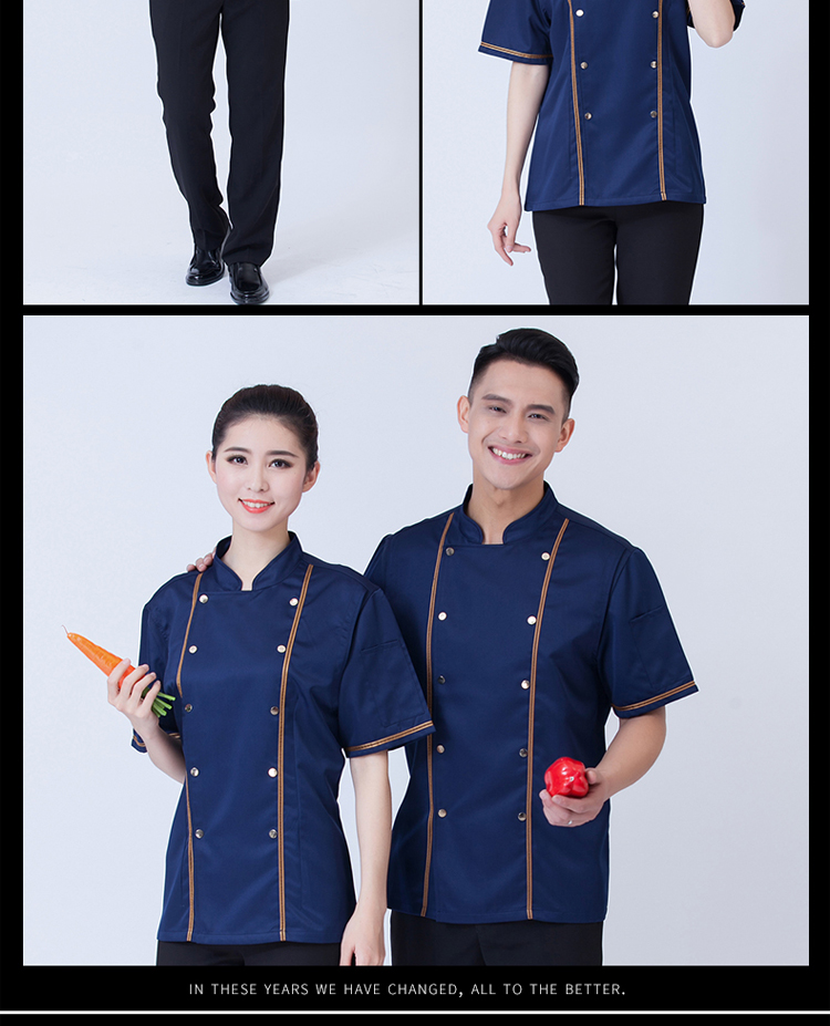 Ice silk ribbon chef uniform short-sleeved top N01-20D235-20D236