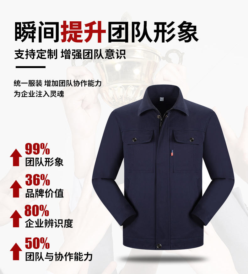 Pure color cotton five-button workwear long-sleeved work clothes suit H30-pure cotton five-button suit