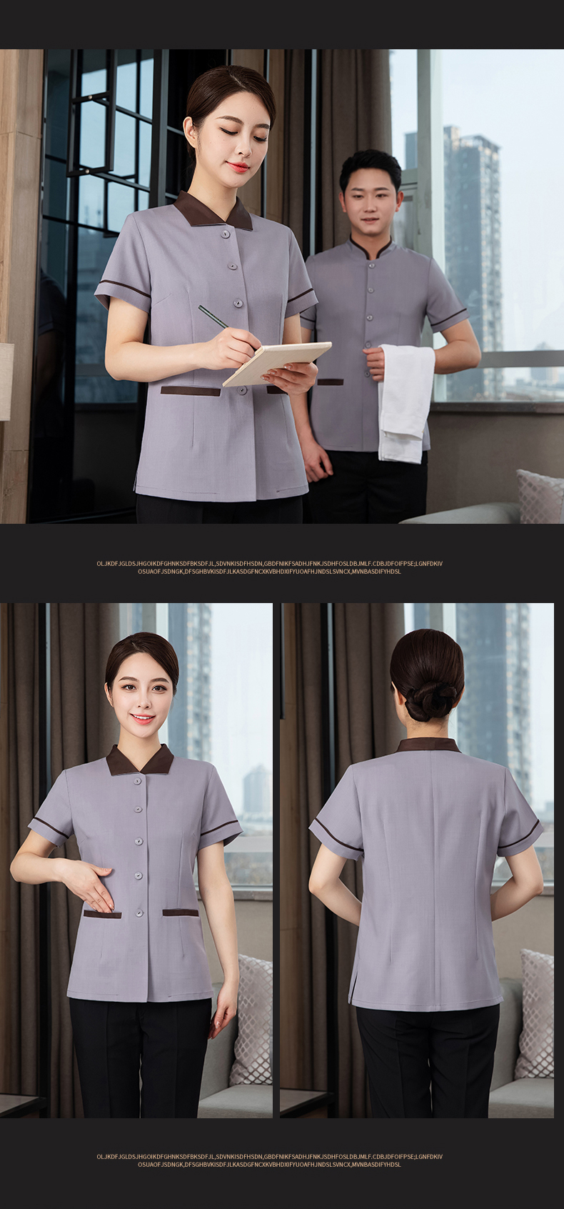 Bafanglaicai Hotel Cleaning Clothes Short Sleeve Tops Women H27 - Bafanglaicai Women