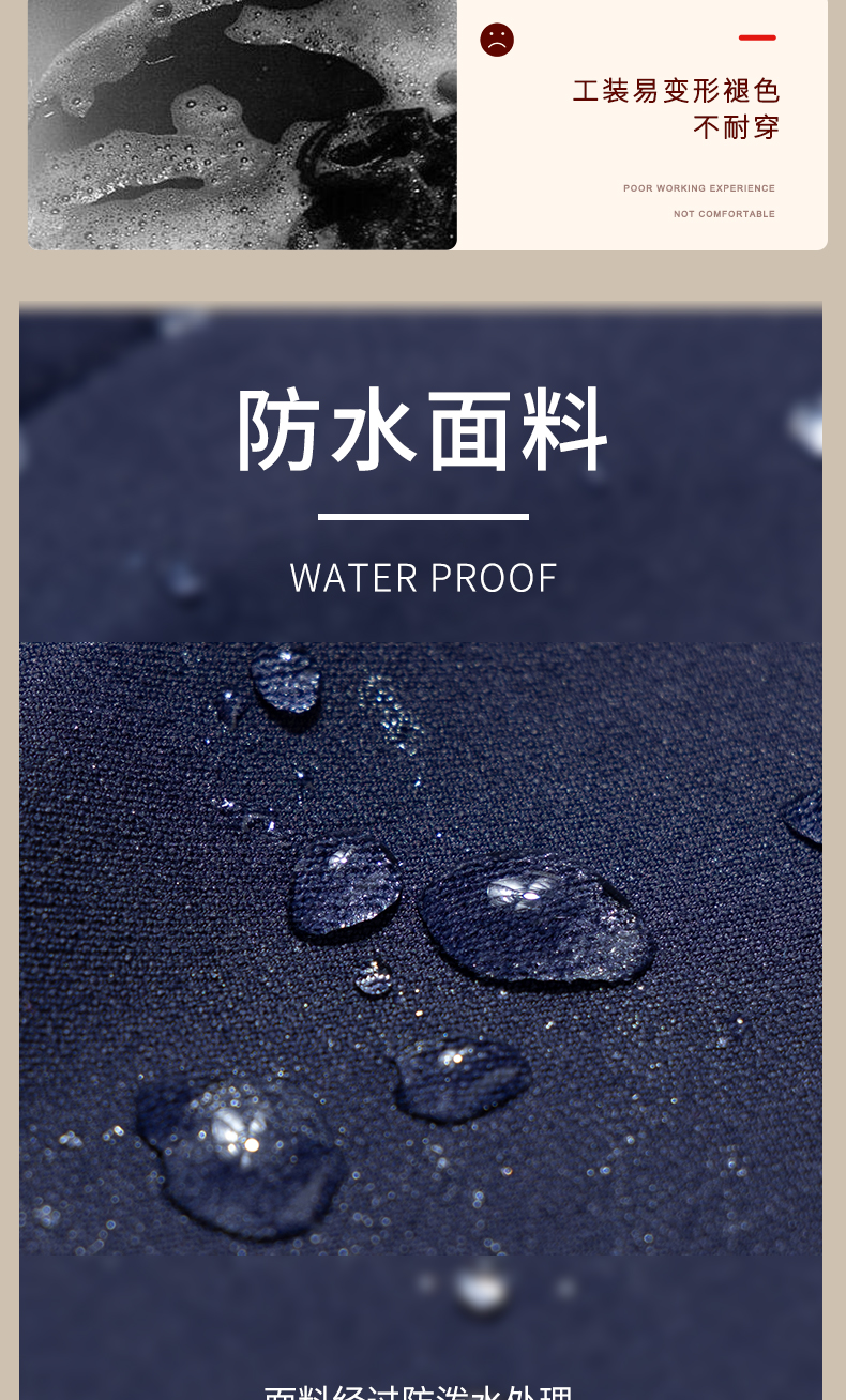 Diamond cotton waterproof color matching hotel long-sleeved cleaning clothes top H20-C23-8050 men