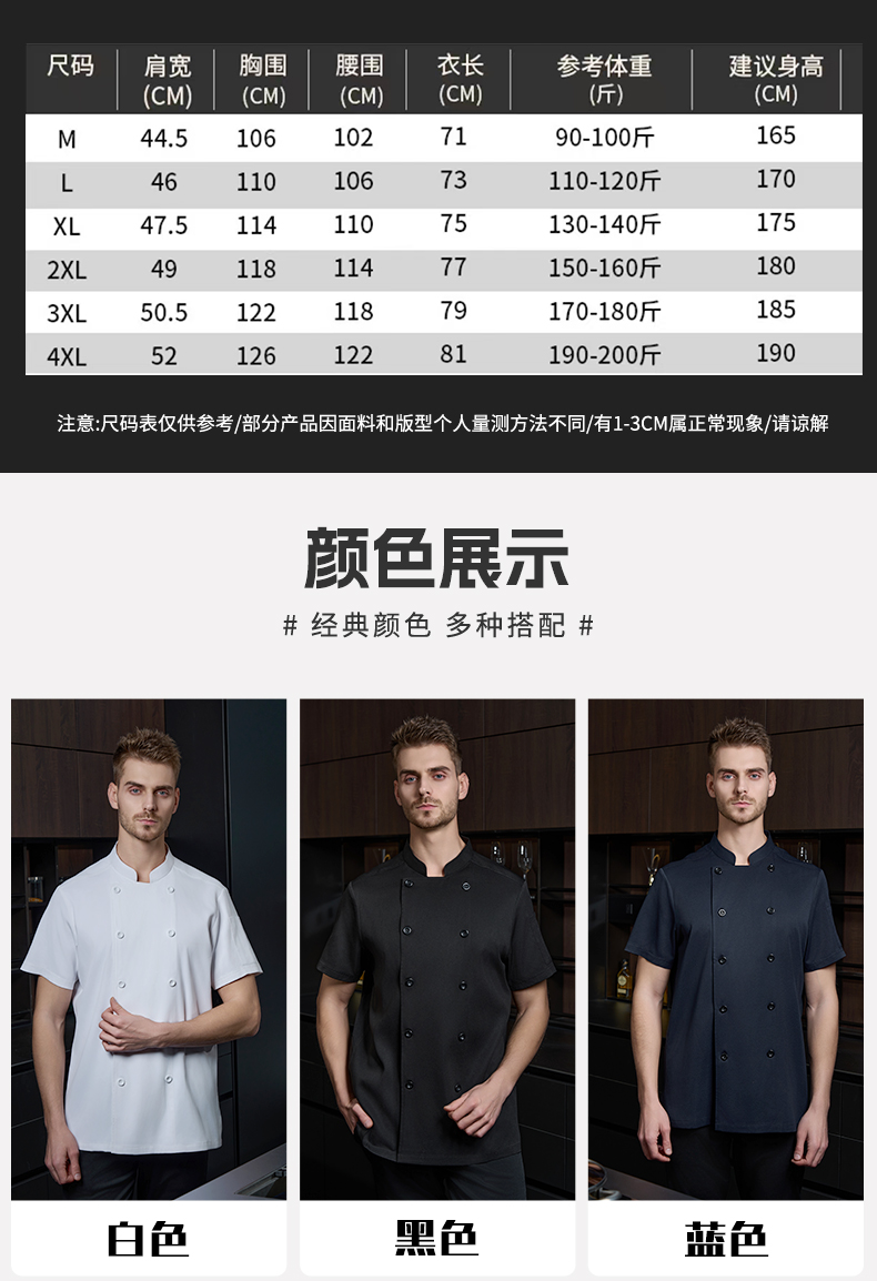 Twill cotton breathable double row short sleeve chef uniform H20-D24-5059