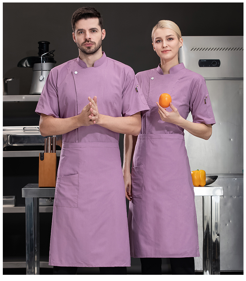 Chinese stand collar hotel chef uniform short-sleeved top H03-colorful cotton