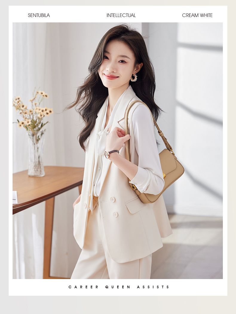 Simple and comfortable fabric vest suit 113-8016