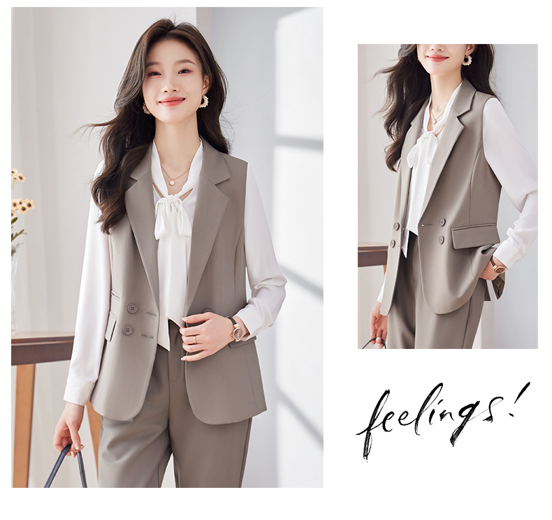 Simple and comfortable fabric vest suit 113-8016