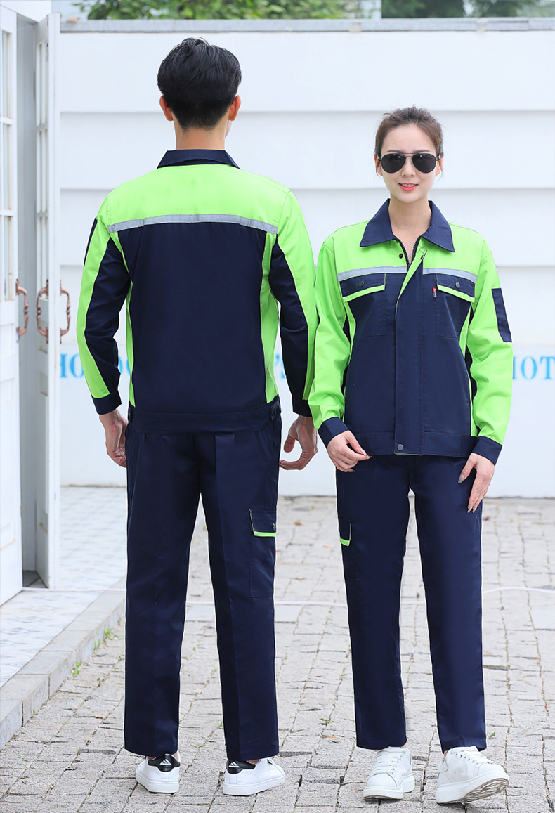 Full-process polyester-cotton fine twill double reflective strip workwear spring and autumn suit B06-W1208 top