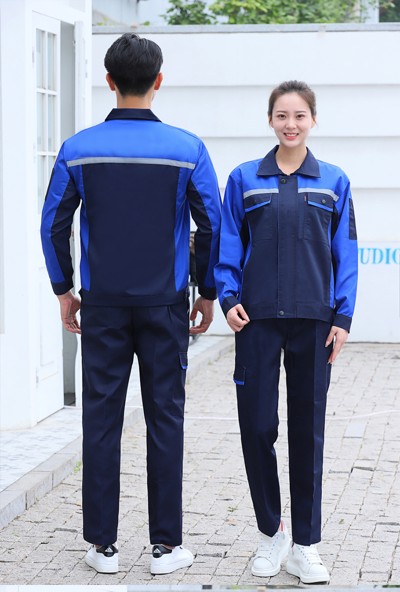 Full-process polyester-cotton fine twill double reflective strip workwear spring and autumn suit B06-W1208 top