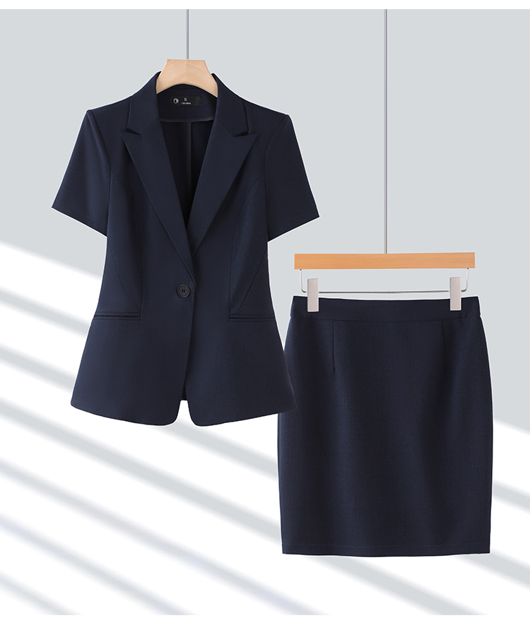 Peaked lapel mesh fabric business suit short-sleeved women suit DY6-8329+K330+Q130