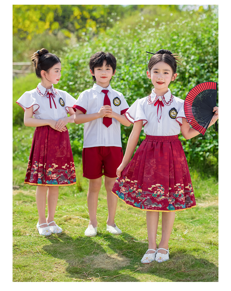 Chinese style short-sleeved school uniform suit 455-8283