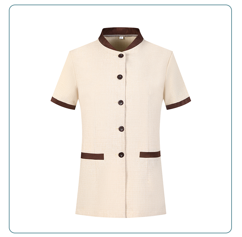 Five-button half-sleeve cleaning uniform H14-MYB24007