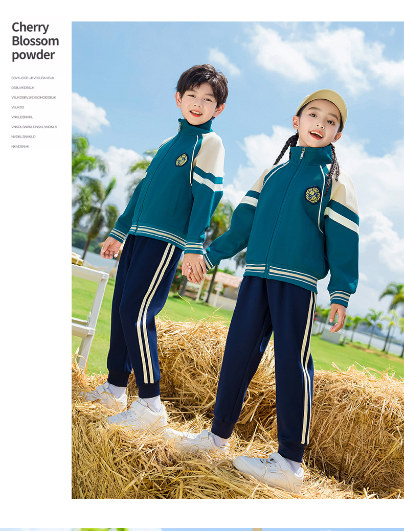 Children sports long-sleeved school uniform spring and autumn two-piece suit 215-9185