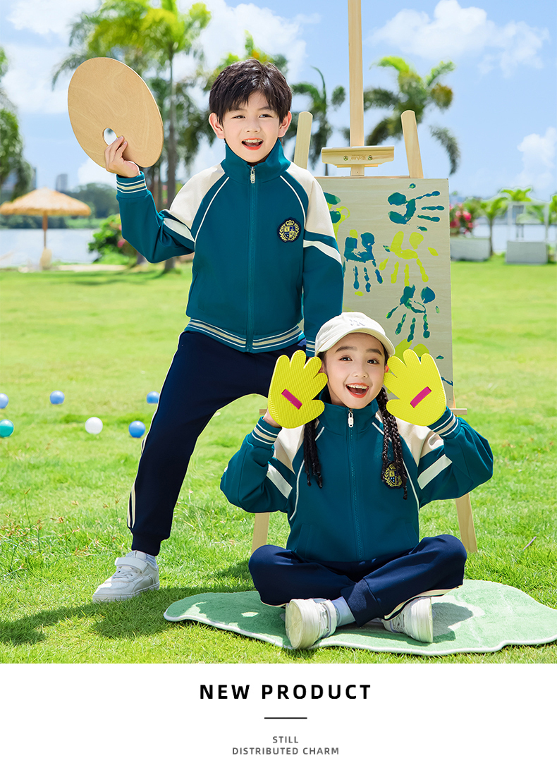 Children sports long-sleeved school uniform spring and autumn two-piece suit 215-9185