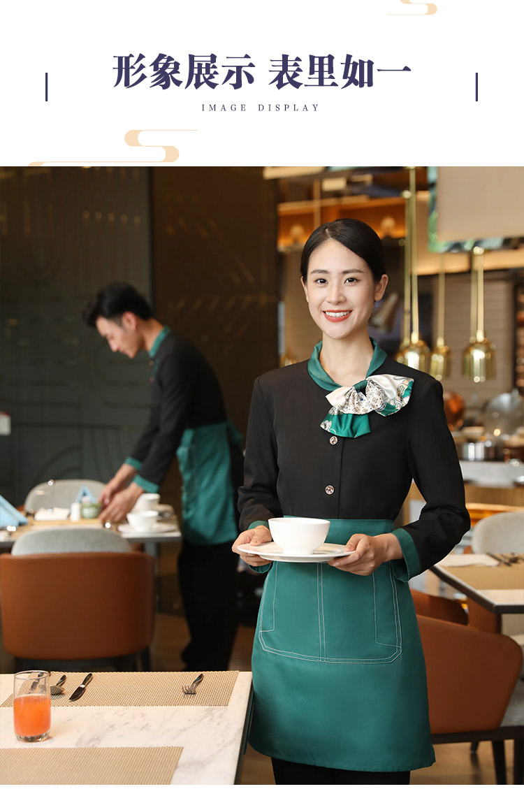 Chinese style bow tie long-sleeved waiter work clothes HD3-D24118 long-sleeved female