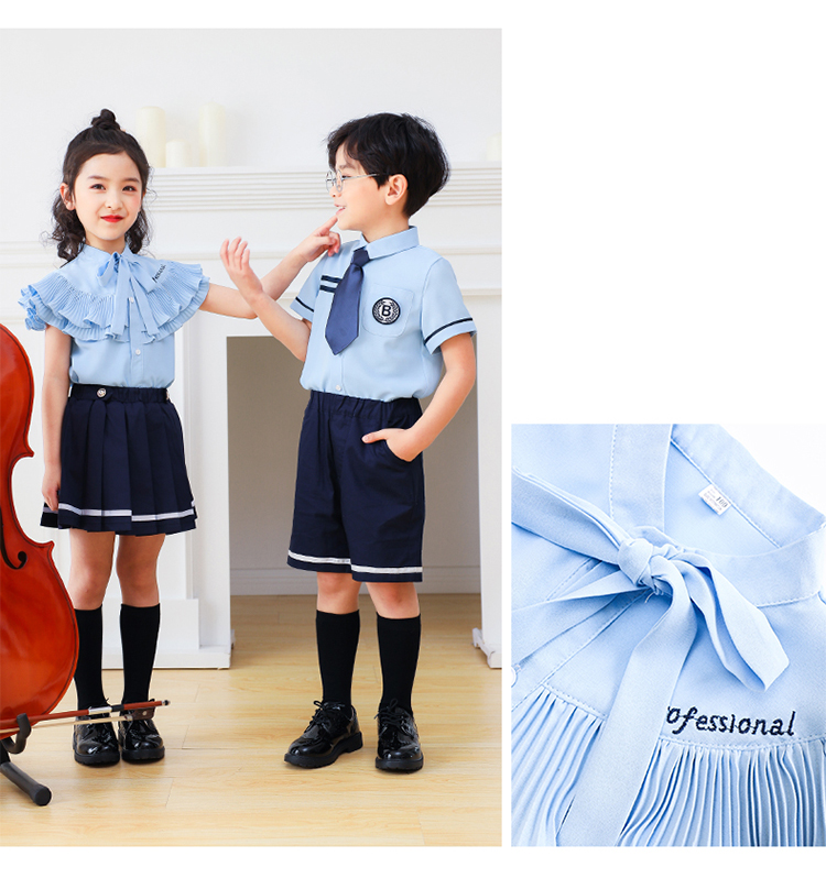 British style primary and secondary school students school uniform children garden uniform short-sleeved suit 894-2012