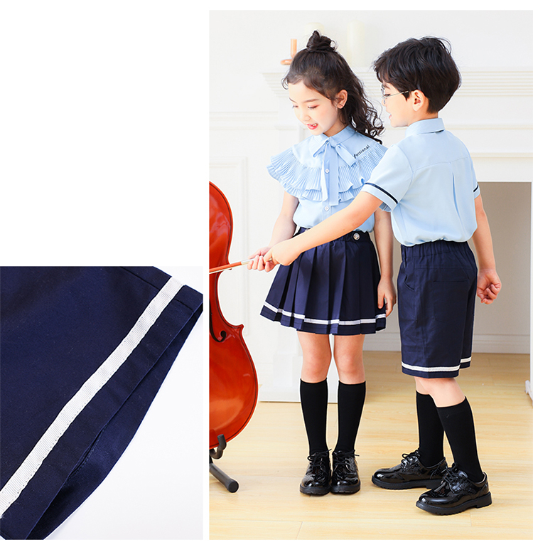 British style primary and secondary school students school uniform children garden uniform short-sleeved suit 894-2012