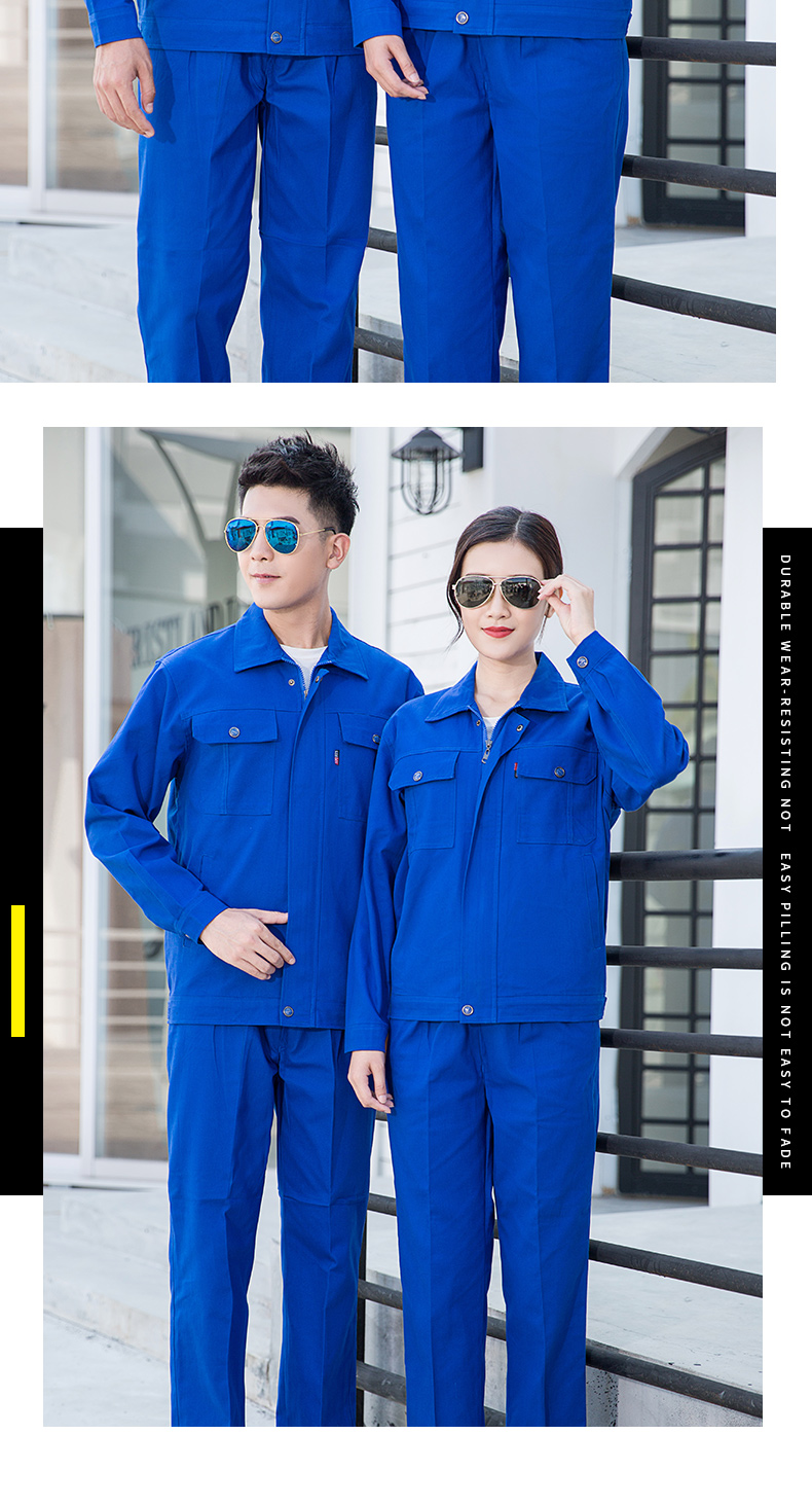 Pure color cotton five-button workwear long-sleeved work clothes suit H30-pure cotton five-button suit