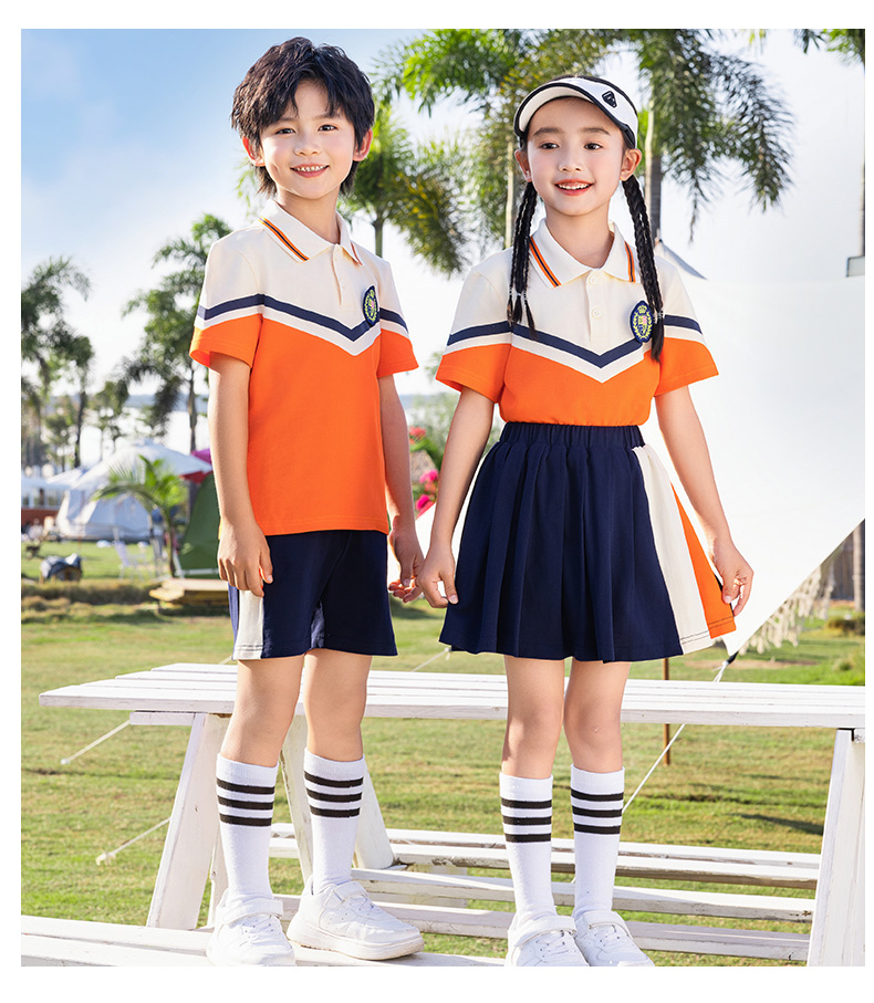 Loose fit apricot and orange school uniform set Z13-D98