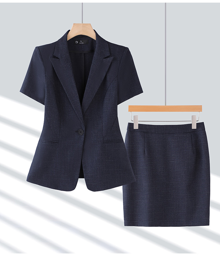 Peaked lapel mesh fabric business suit short-sleeved women suit DY6-8329+K330+Q130