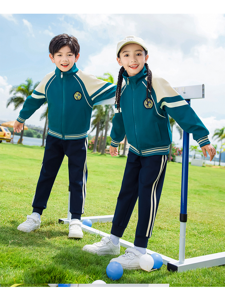 Children sports long-sleeved school uniform spring and autumn two-piece suit 215-9185