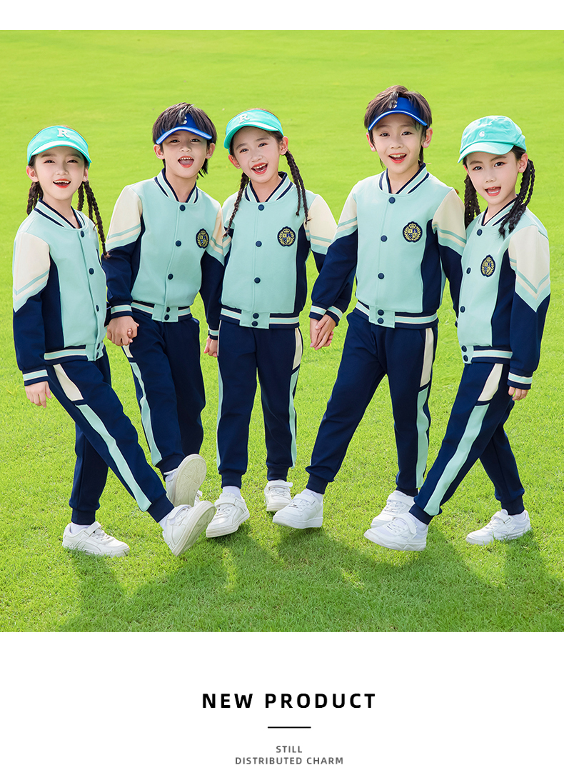 Children sports long-sleeved school uniform spring and autumn two-piece suit 215-9187