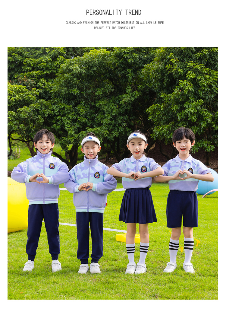 Tongqu companion elementary and middle school students school uniform summer short-sleeved suit 216-6086