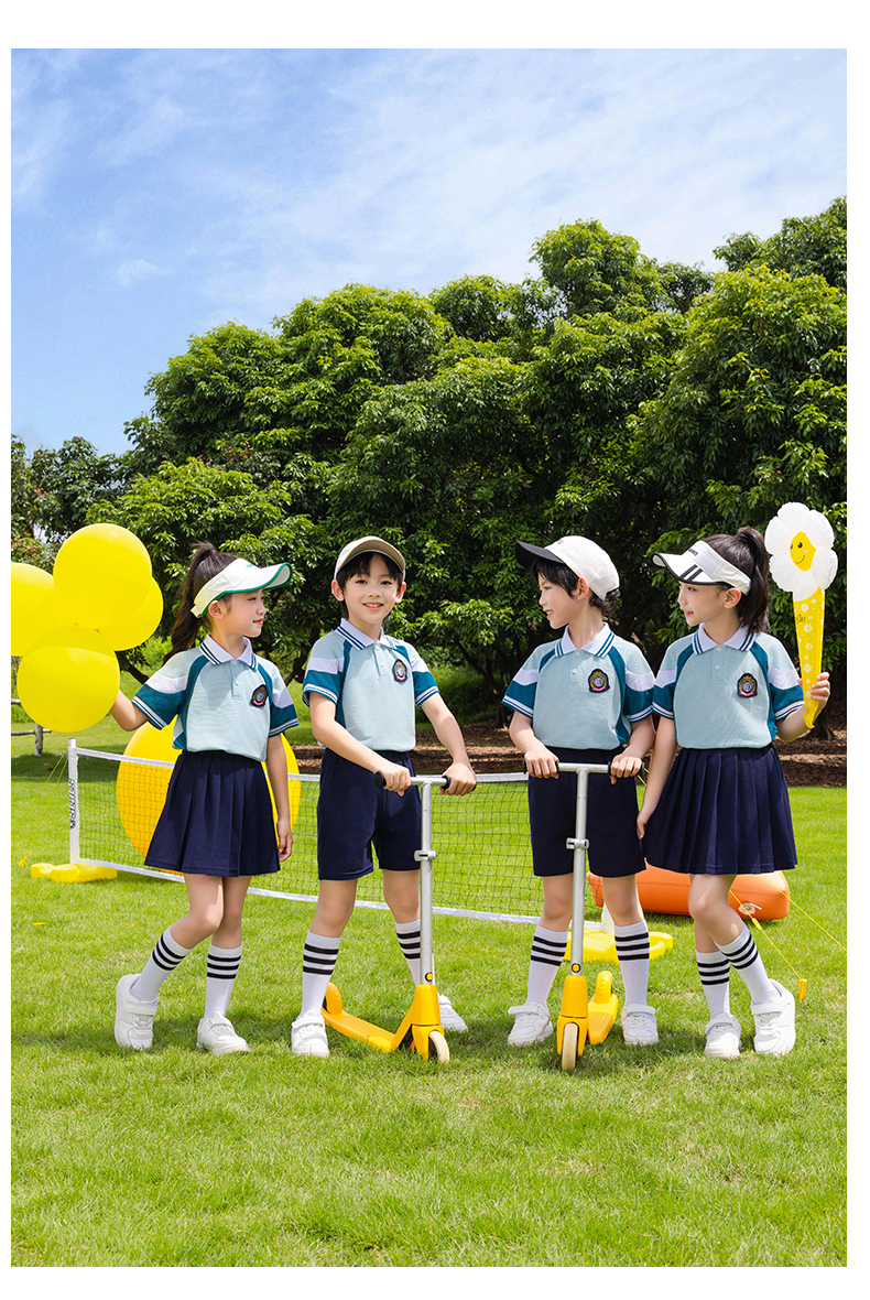 Tongqu companion elementary and middle school students school uniform summer short-sleeved suit 216-6087