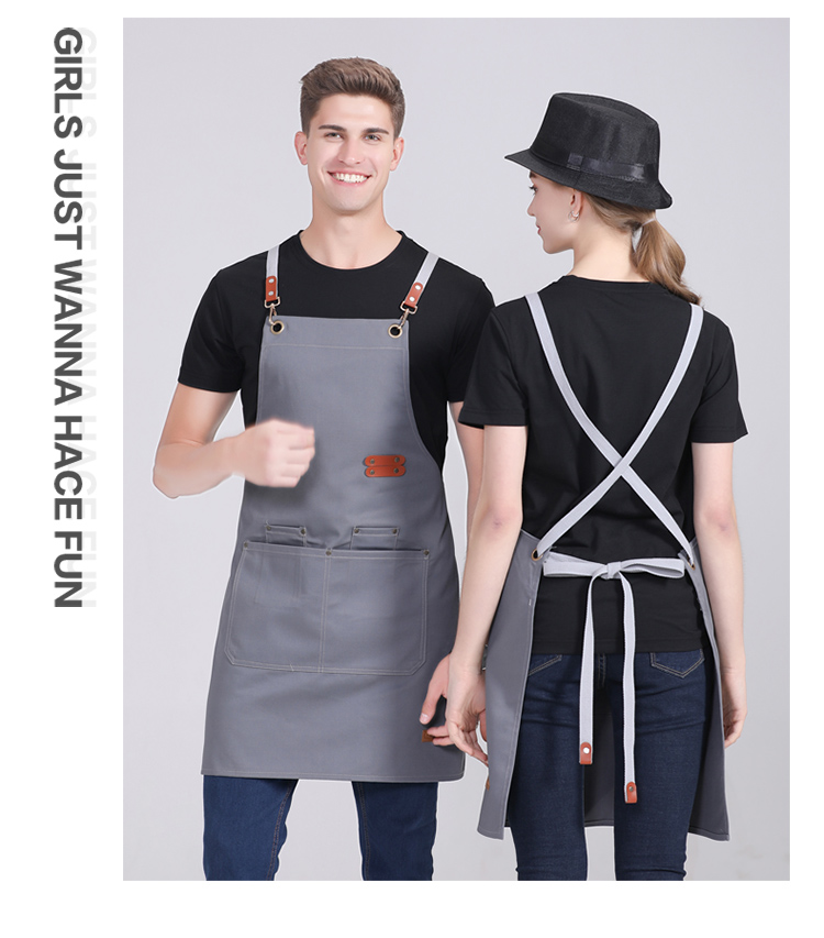 Canvas double ring buckle kitchen apron H01-2020-35