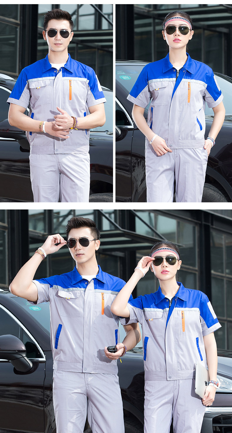 Reflective strip design summer work clothes suit B04-XD701