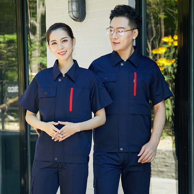 Fashionable and simple lapel polyester-cotton short-sleeved work clothes top B04-XD3501