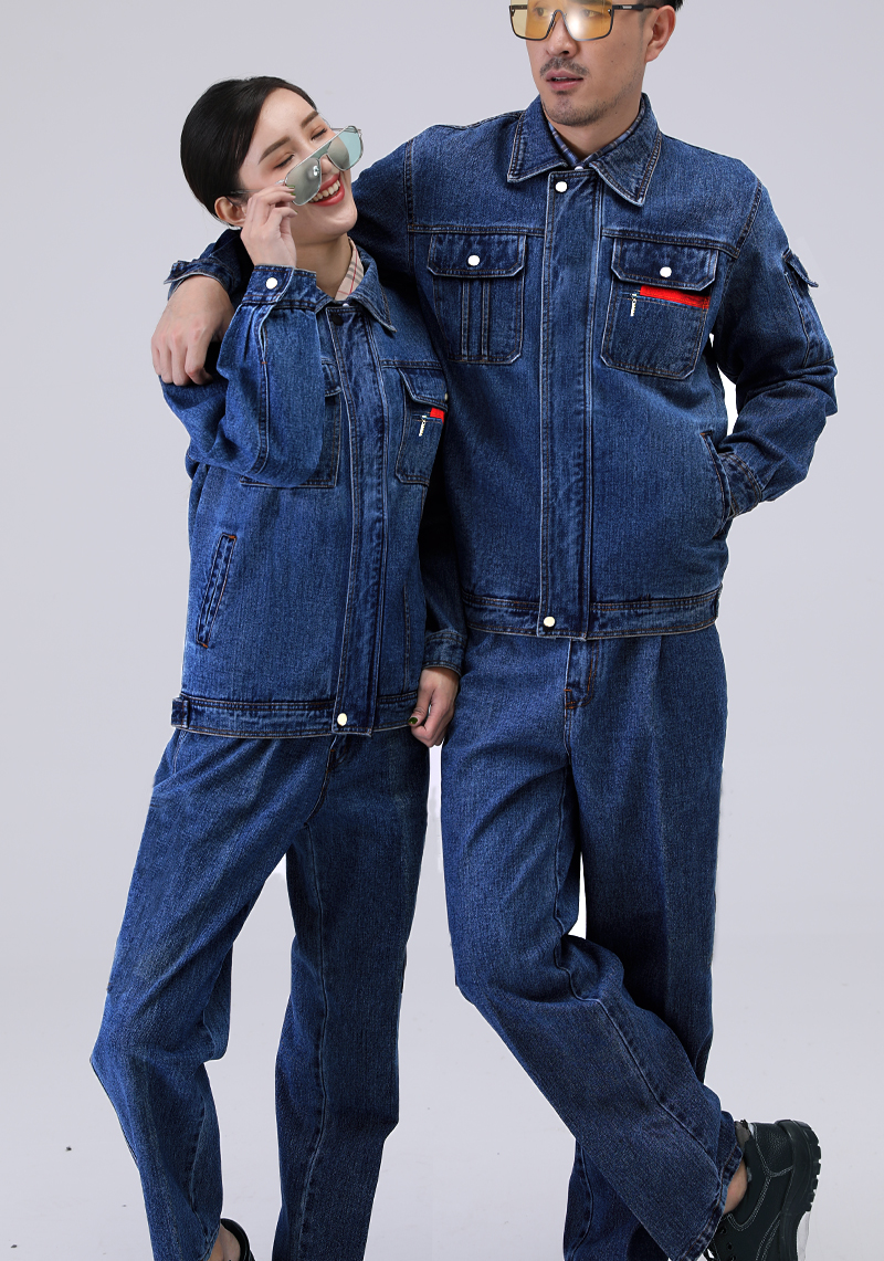 Wear-resistant and anti-scalding thickened small zipper denim jacket suit B11-1726