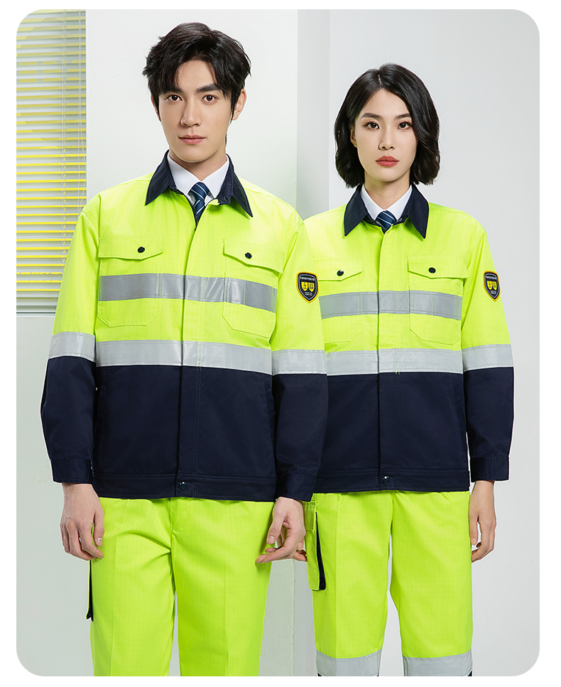 Spring and Autumn Anti-static High Visibility Warning Work Clothes Set H06-8021